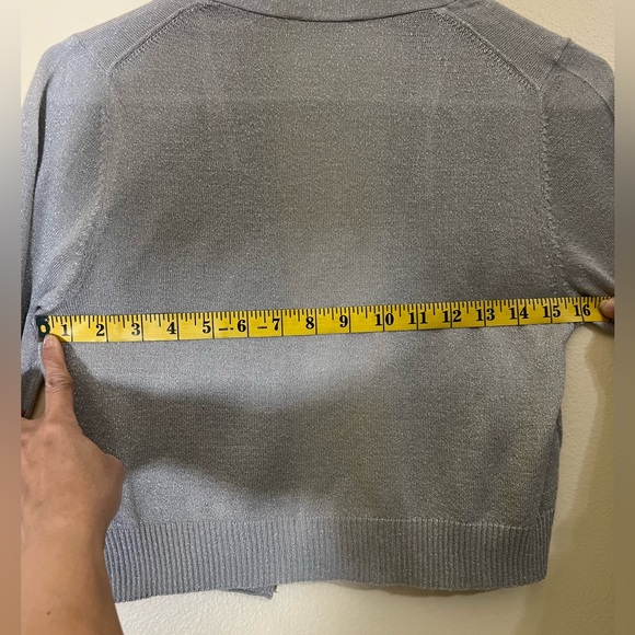 Calvin Klein Short Cardigan Silver Cropped. New With Tags Size Small - Picture 6 of 12